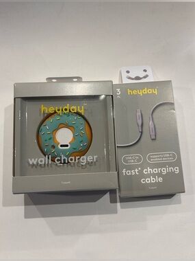 heyday Donut Wall Charger + Fast Charging USB-C Cable  multicolor New